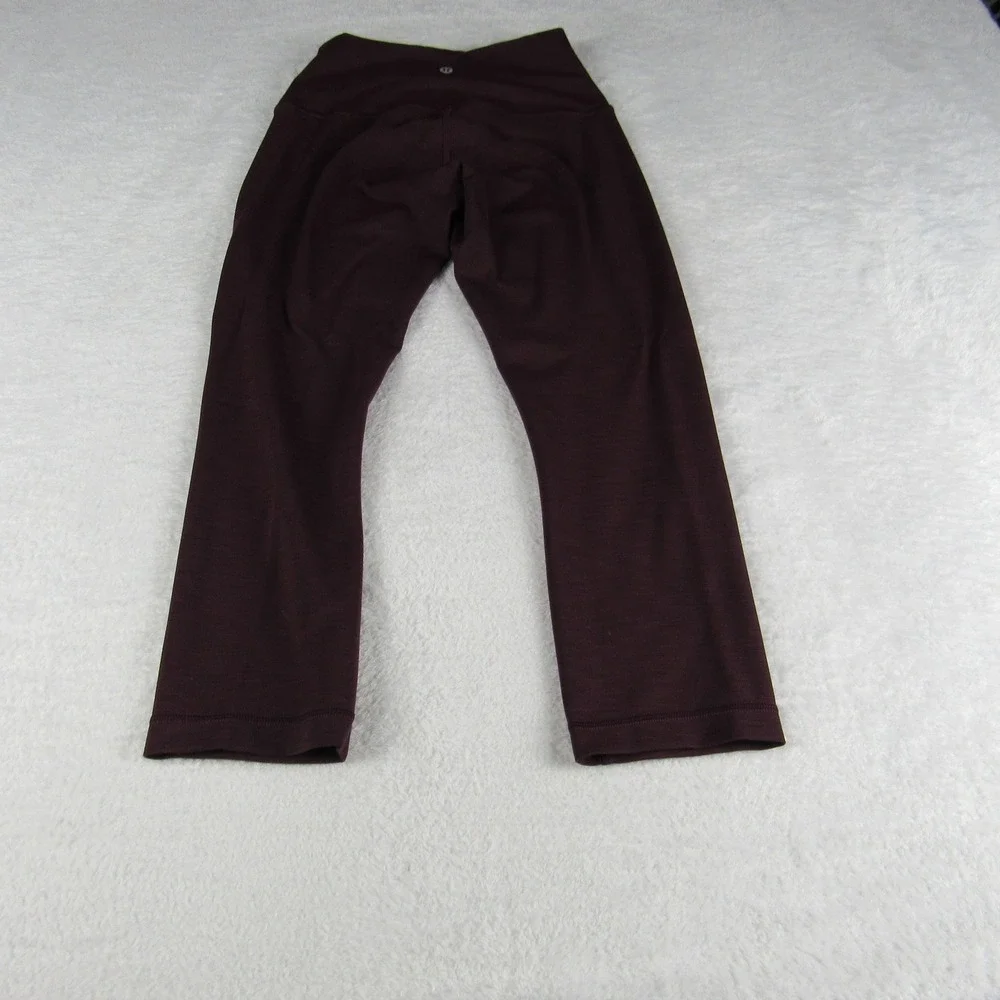 Lululemon Crop Leggings Womens 6 Burgundy High Rise Yoga Pants - Picture 1 of 5